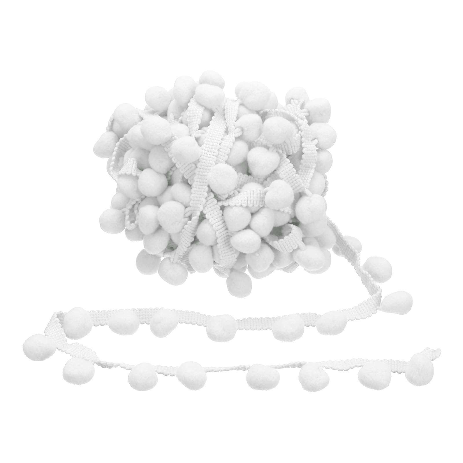 sourcing map 6 Yards Pom Poms Trim, 0.59" Wide Pompoms Balls Fringe Trim Ribbon Tassel Lace Accessory for DIY Craft Sewing Clothing Curtain Pillow Home Decoration(White) — image 1