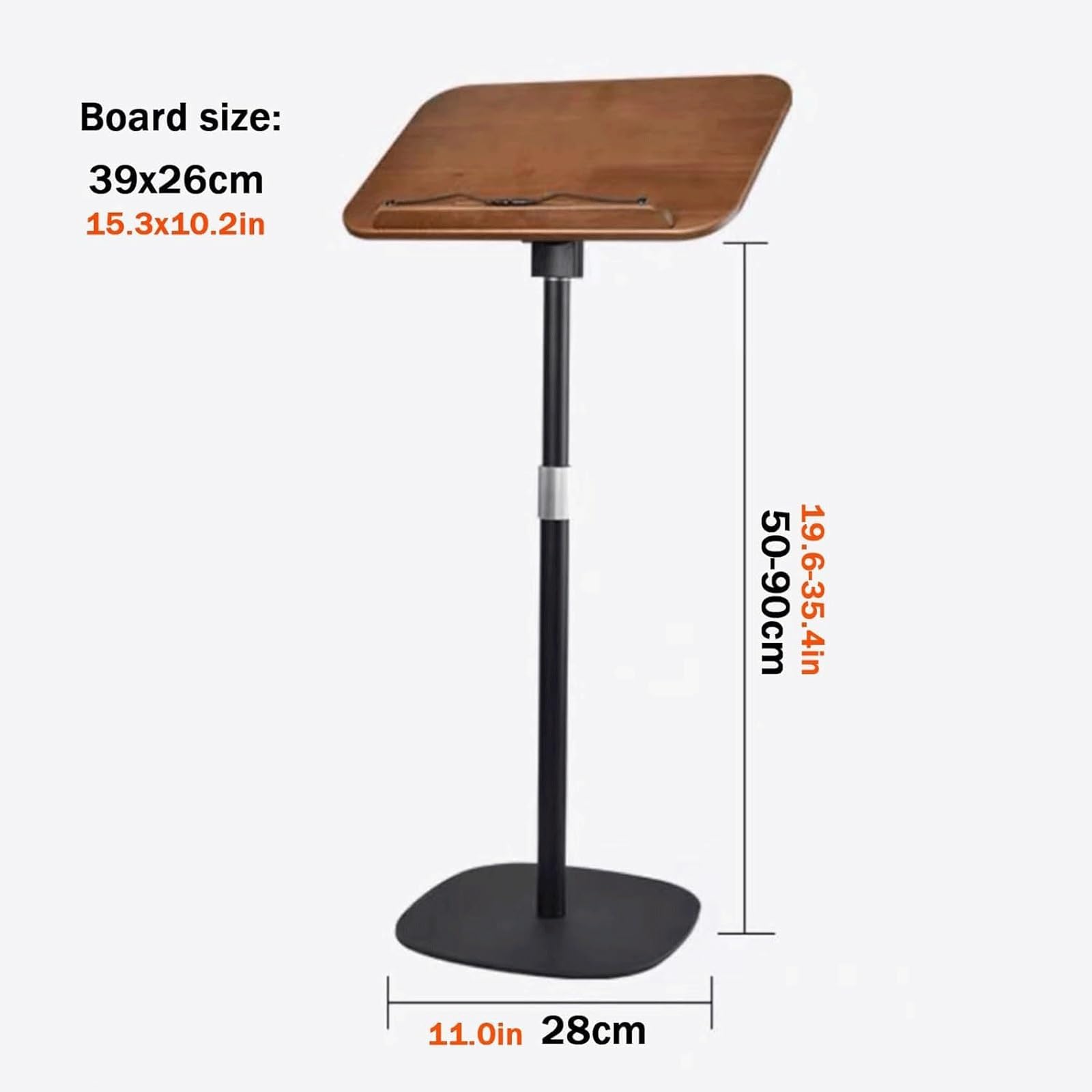 Support de Podium de Levage pupitre sur Pied pupitre à Hauteur réglable Bureau d'ordinateur Portable avec Support de Haut-Parleur de Lecture incliné(Svart)