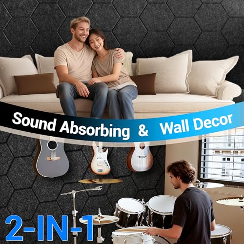 Image of Acoustic Panels, Magrowill 12-Pack Soundproof Wall Panels 12 X 10 X 0.4 Inches, Sound Absorbing Panels with Full Self-Adhesive, Interior Wall Decor Felt Tiles Board