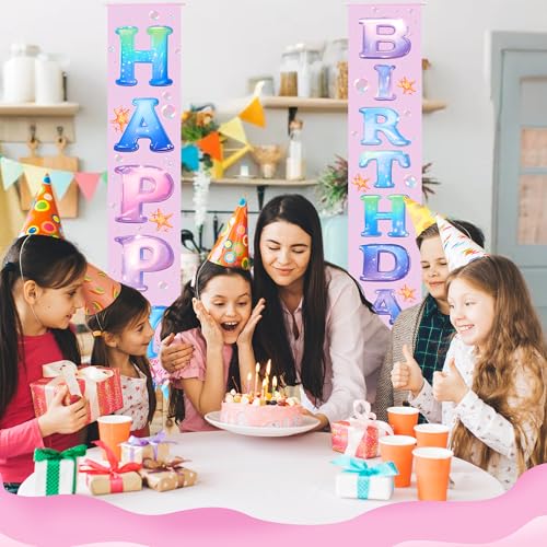 Image of Birthday Decorations Banner, Happy Birthday Door Sign for Men Women Boys Girls Ideal Birthday Decorations Party Supplies Outdoor Indoor 72 x 12 Inch