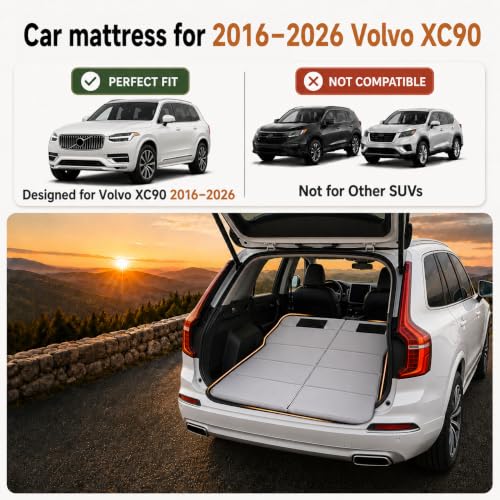 Image of Car Mattress for 2016-2026 Volvo XC90, Upgraded Non-Inflatable Thickened Foam SUV Car Camping Mattress, Foldable Trunk Sleeping Pad Car Bed Mattress for Road Trips Camping Travel