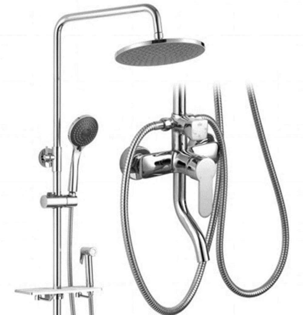 Beau système de douche en cuivre durable avec pommeau géométrique et pistolet