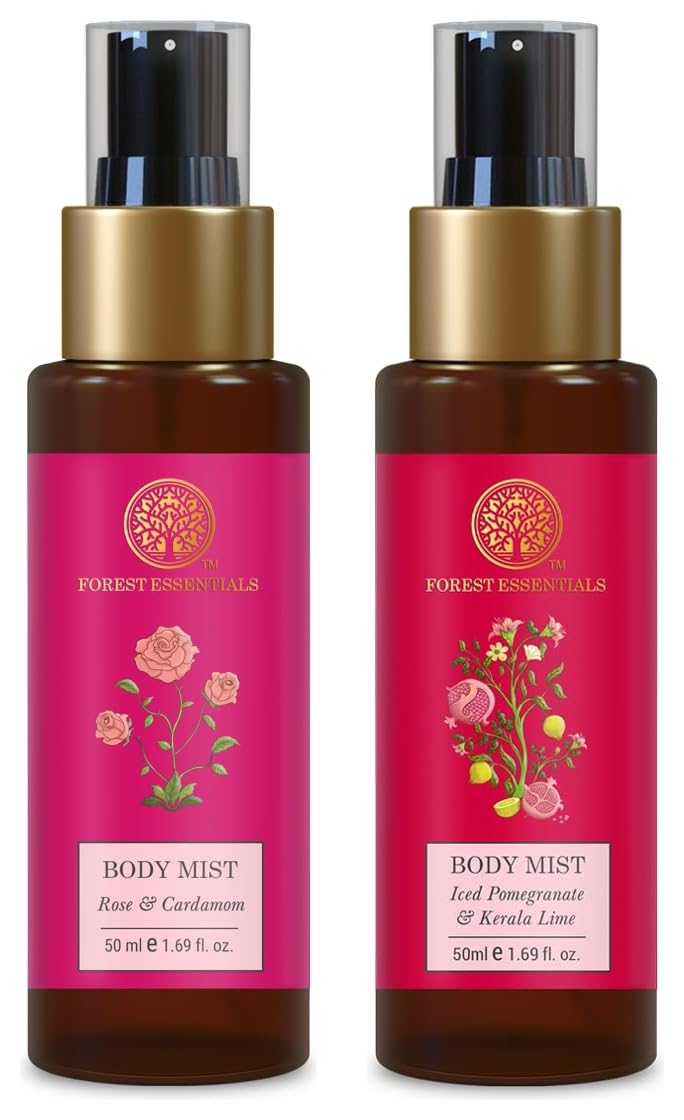 Forest Essentials Travel Size Body Mist Iced Pomegranate & Kerala Lime| Luxury Citrus Fragrance | 50 ml & Travel Size Body Mist Rose & Cardamom| Luxury Floral & Oriental Fragrance | 50 ml Combo-picture-24