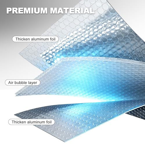 Image of Bubble Reflective Window Insulation, 36 inch W x 10 Ft L, Silver Aluminum, Energy Saving, Temperature Protection, Soundproofing, Privacy
