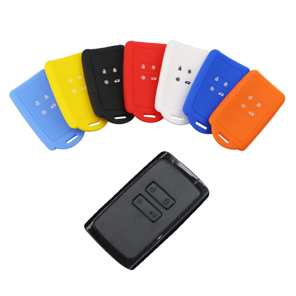 Otai Custodia Chiave Auto In Lega Di Zinco Opaco Per Renault (Koleos, Kadjar, Megane, Ecc.) - 4 Pulsanti Con Silicone Fluorescente