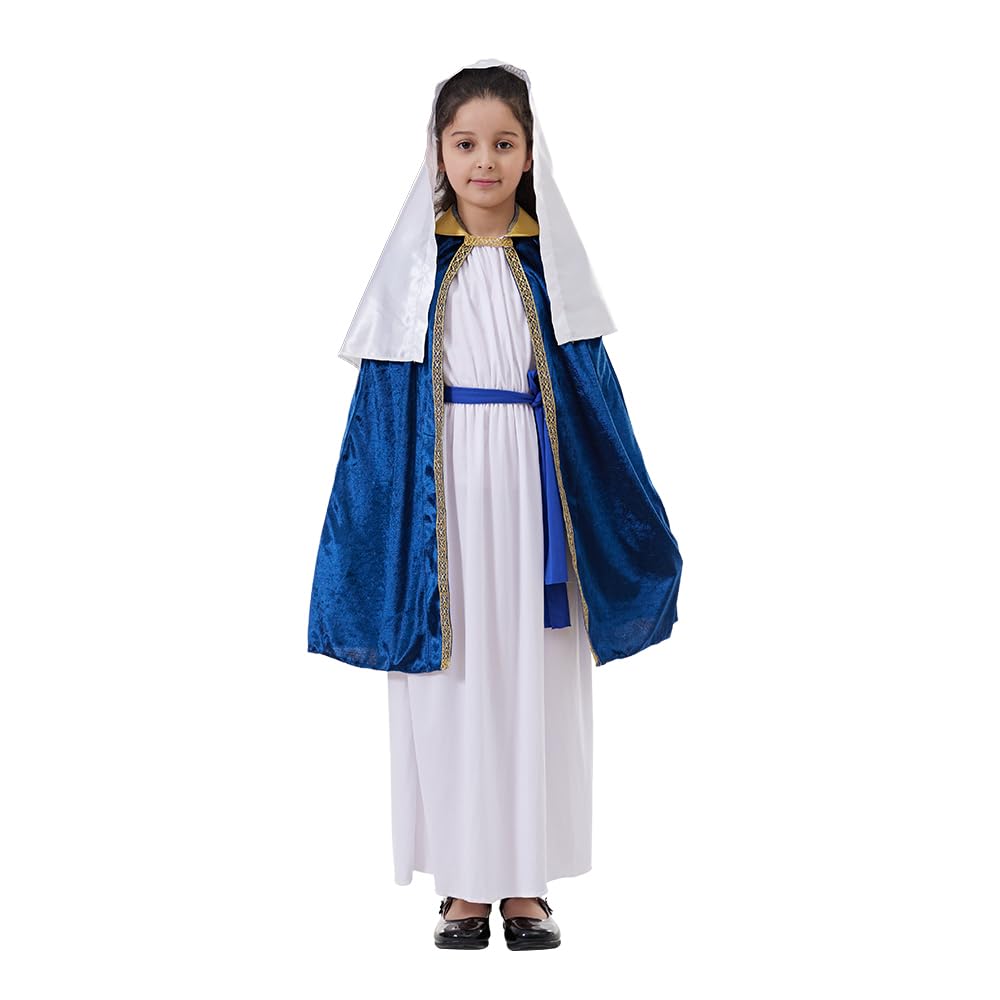 EraSpooky Costume da Vergine Maria per bambine con personaggi biblici, abiti per presepe per bambini