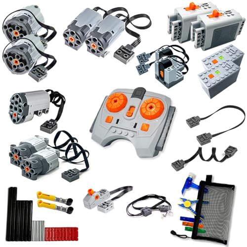 YUN.arbor 44PCS Power Function Kit Set Motor Battery Infrared-Remote-Control Receiver Train Adjustable Speed ??Motor Parts, Motor Power Change Parts Compatible with mainbrands Technic-Parts