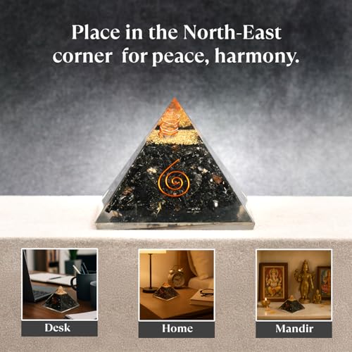 Image of Astrotalk Black Obsidian Resin Pyramid | Protection, Grounding & Healing Energy Pyramid | Vastu Items for Home Decor | Office Table Decoration Items | Gift for Man & Woman