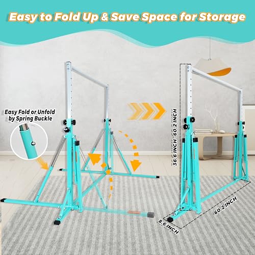Fc Funcheer Foldable Gymnastics Bar,5Ft Horizontal Bar,Adjustable Kids Training Bar For Kids Ages 3-15,Kids Gymnastics Bar,Triangle Stable Structure-Gym Equipment For Home thumb #4