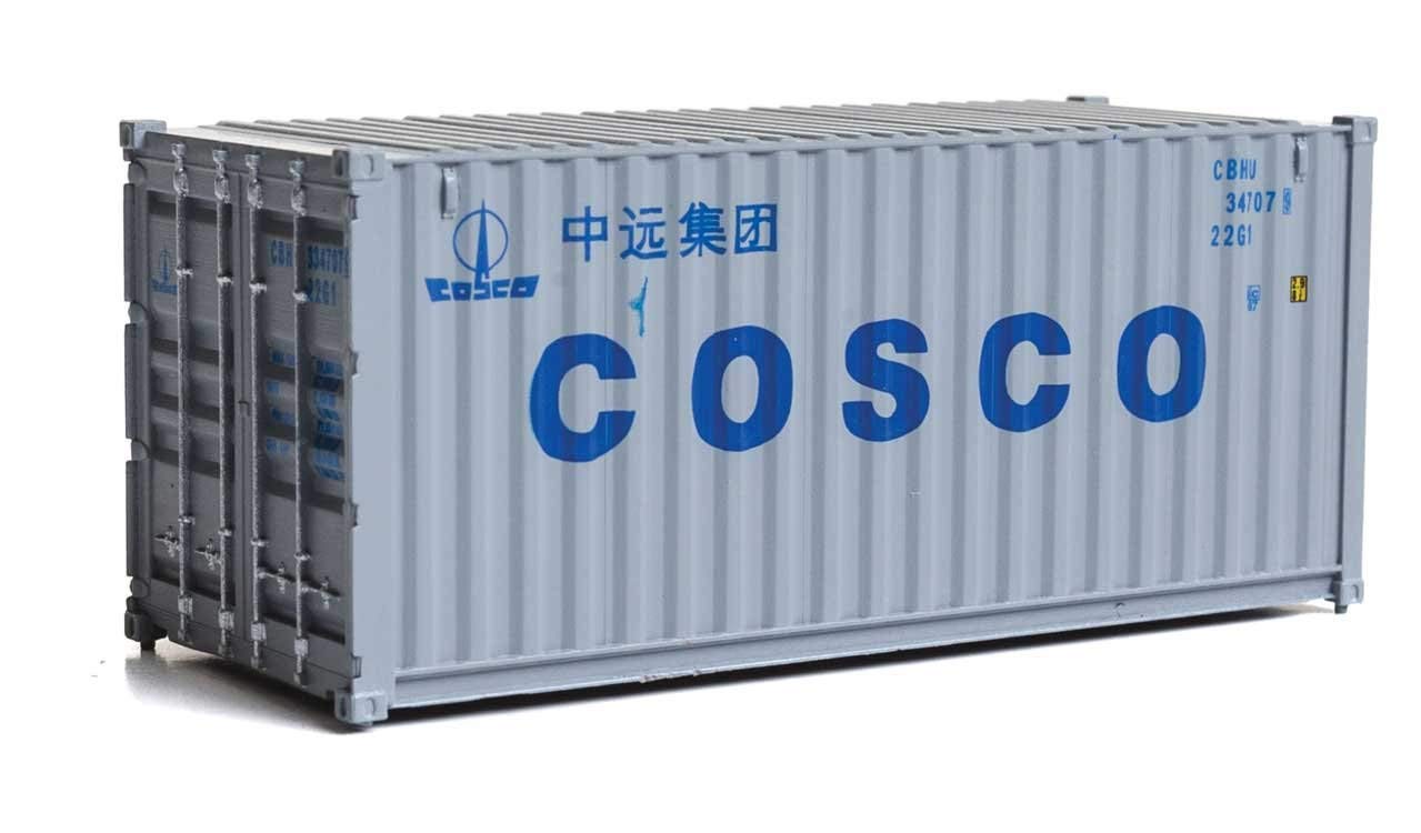 20' CORRUGATED CONTAINER - ASSEMBLED -- COSCO (GRAY, BLUE)