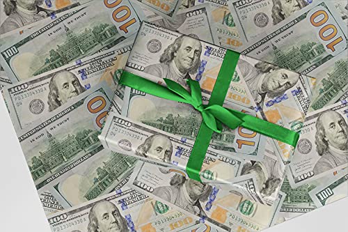 Aeiniwer YIROCK Sudopo $100 Dollar Bill Gift Wrap - Birthday - 30" x 12'