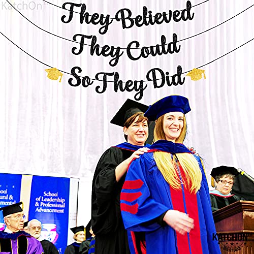 Image of KatchOn, They Believed They Could So They Did Banner - Glitter 10 Feet, No DIY | Graduation Decorations 2026, Congratulations Banner | Graduation Banner for Class of 2026 Graduation Party Decorations