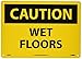 NMC C408RB OSHA Sign, Legend "CAUTION - WET FLOORS", 14" Length x 10" Height, Rigid Plastic, Black on Yellow