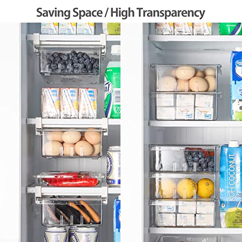 Mallyu Refrigerator Drawers, 2 Pack Fridge Drawer Organizer, Sturdy Pull Out Hanging Refrigerator Organizer Bins With Handle For Fridge Shelf Under 0.6", Storage Box For Snacks Egg Fruit Vegetable #TOP5