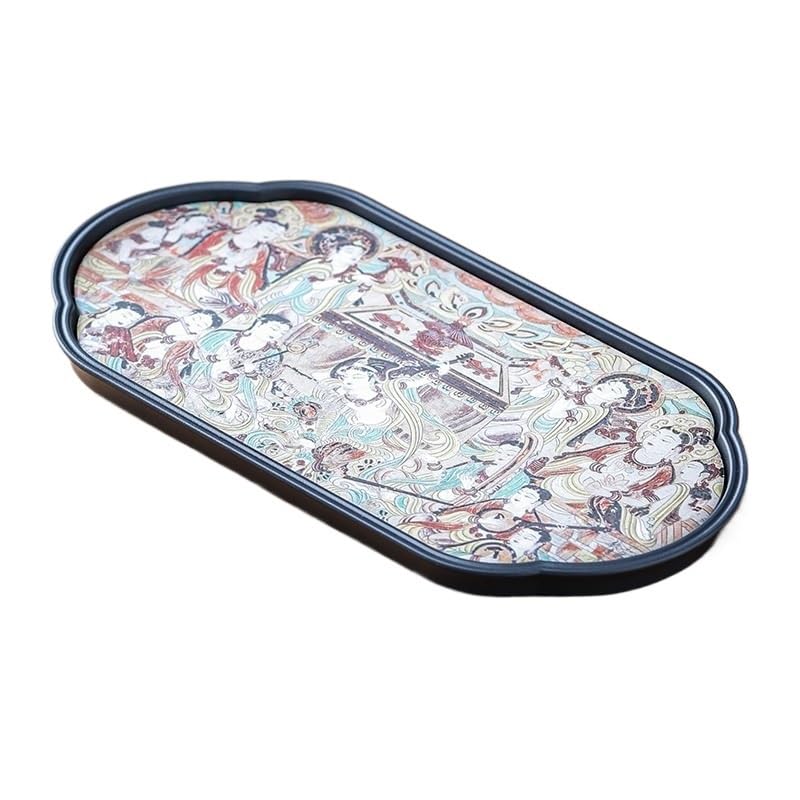 Bandeja para Servir Estilo Chino, Bandeja Rectangular de Burbujas secas, Ligera, de Lujo, para café, Joyas, Tazas de Agua, Bandeja artística para té, bandejas para Comer en el Regazo (D)