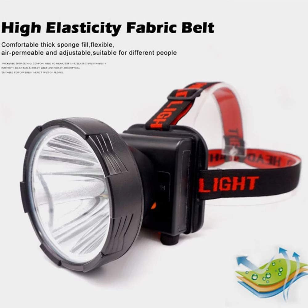 Linterna Frontal Foco Ultra Brillante Faro Recargable USB para Adultos - Reflector Impermeable para Caza, Senderismo, Espeleología, Correr, Acampar, Pesca,White Light