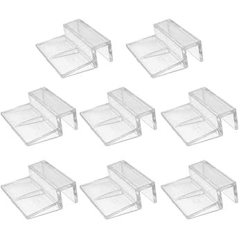 LATRAT Pack of 8 Glass Cover Clips for Aquariums 12 mm Aquarium Glass Cover Clip for Aquarium Lid Acrylic Aquarium Glass Cover Holder Universal Brackets for Rimless Aquariums