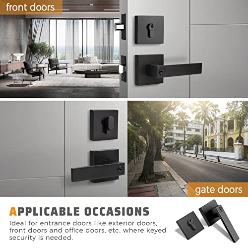 Knobwell JO-DL01ET-111-BK-CB-1PACK Matte Black Front Door Handle And Deadbolt Set thumb #2