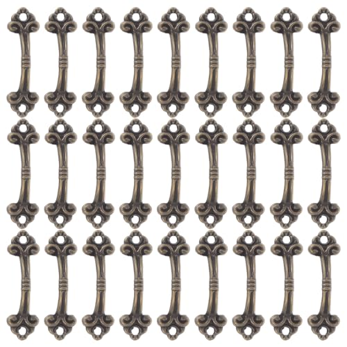 HOLIDYOYO 48個レトロミニキャビネットノブ アンティーク調真鍮製ジュエリーボックス用小型引き出し取っ手 ドレッサー用ヴィンテージ引き出し