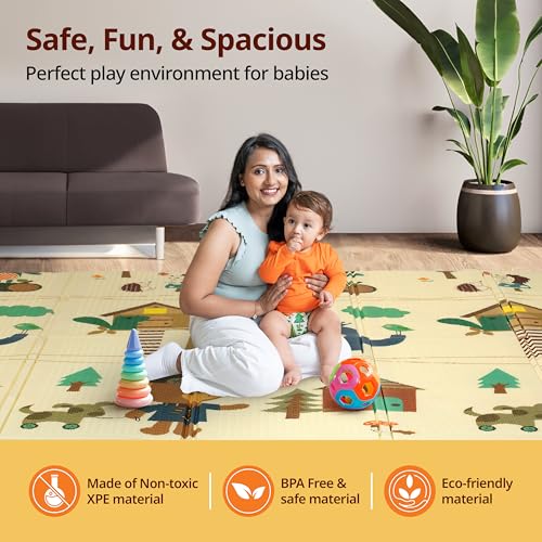 Image of LuvLap Number Zoo Double Sided Water Proof Baby Play Mat, Multicolor, Reversible Floor mats for Kids, Baby mats for Floor, Crawling Baby, Extra Large Size, 6'5 inch x 4'10 inch (195.5cmx147cm), 0.8cm Thick