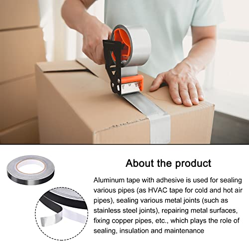 Image of Aluminum Foil Tape Adhesive Metal Tape, [for Sealing Patching Hot Cold HVAC, Duct, Pipe Insulation] - 0.6 inch /164ft /2.8 Mil /Black