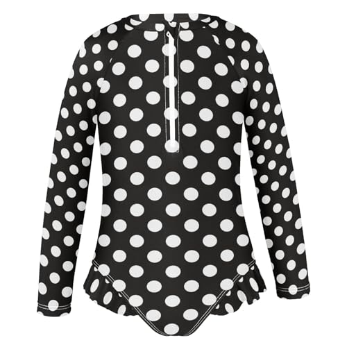 Image of CaTaKu Girls Rash Guard Swimsuit Long Sleeve One Piece Bathing Suit UPF 50+ Toddler Kids Zipper Ruffle Swimwear 3-12Y