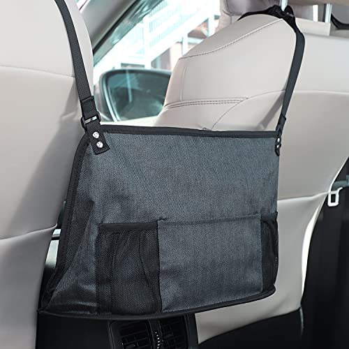 Car Net Pocket Handbag Holder, Seat Back Organizer Mesh, JASSINS Car Storage Netting Pouch,Used to store wallets and document bags (Latest upgrade-navy blue)