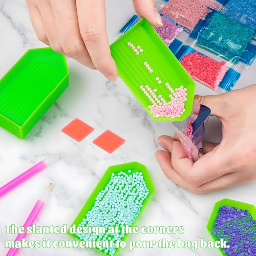 Image of 20 Pack Green Diamond Painting Trays - Diamond Art Tool Accessories for 5D DIY Diamond Painting Kits
