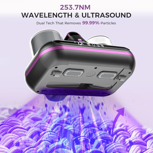 Image of Amzany Mattress Vacuum Cleaner - 5-in-1 Cordless Bed Vacuum Cleaner, Powered by Ultrasonic Technology, 16Kpa Strong Suction,Low Noise,Suitable for Dust, Pet Hair, Etc - Gray Purple