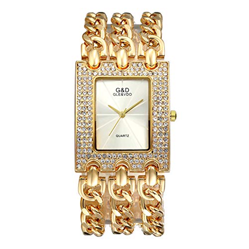 Lancardo Relógio feminino Iced Out Bling quadrado strass cristal bisel pulseira casual moda vestido