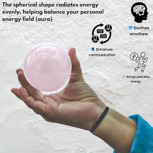 Image of Certified Crystal Pink Calcite Ball for Meditation - Premium Crystal Vastu Items for Home and Feng Shui Items for Good Luck - Ideal for Pooja Supplies and Spiritual Practices (2 Inch)