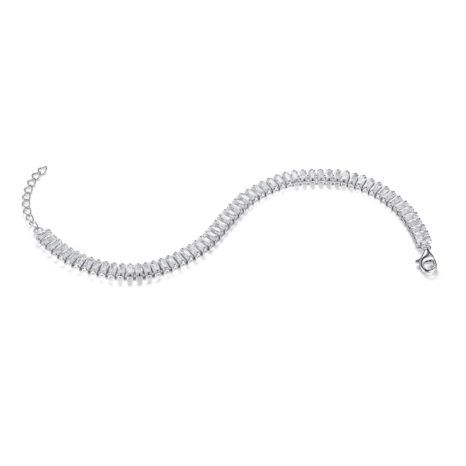 Schöner-SD Tennisarmband Zirkonia eckig 925 Silber Armband
