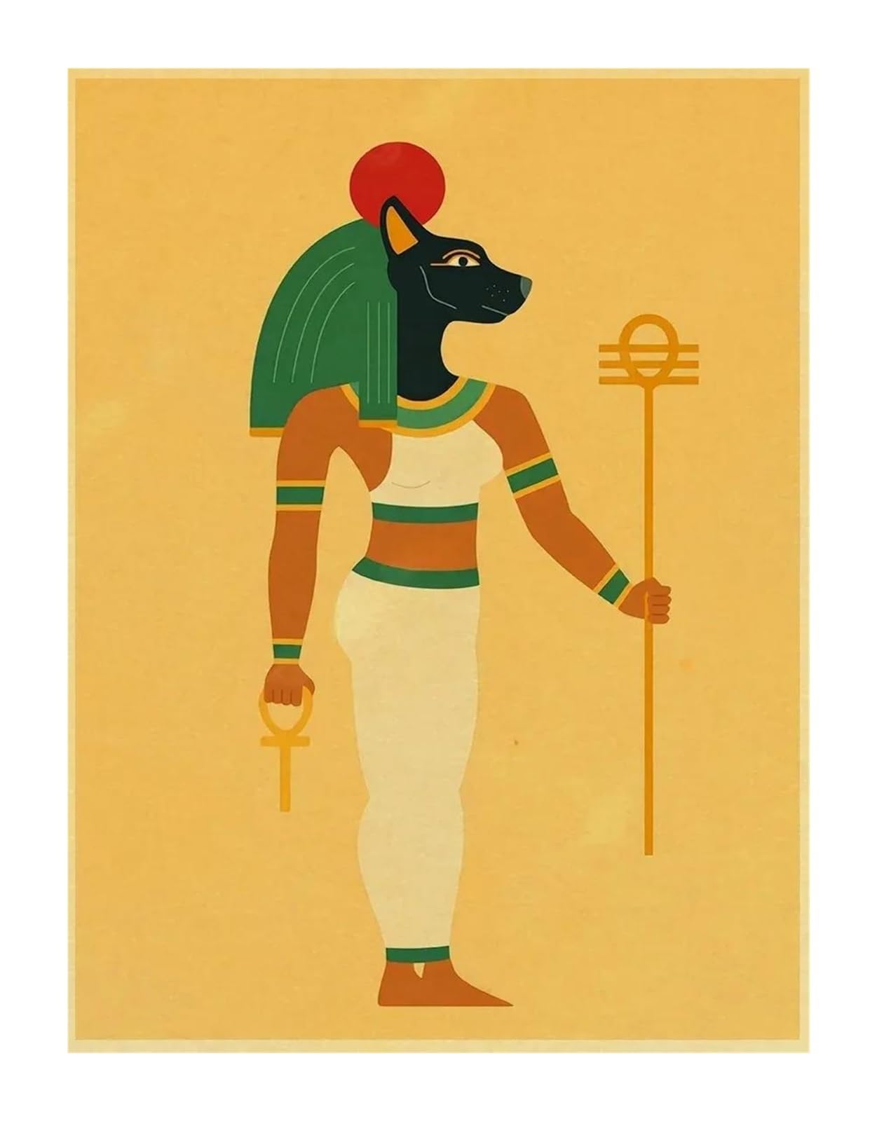 Tableau deco nature affiche retro de chat egyptien deco maison bar cafe 40x60