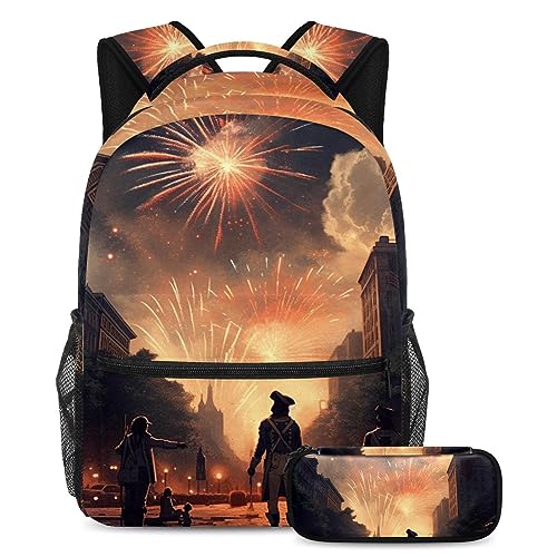 Sac à dos Independence Day avec trousse ensemble scolaire multicolore pour ados