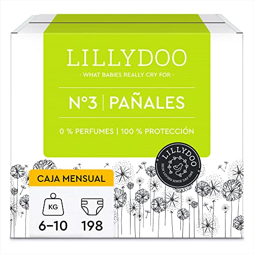 Pañales LILLYDOO, talla 3 (6-10 kg), 198 pañales, PACK AHORRO