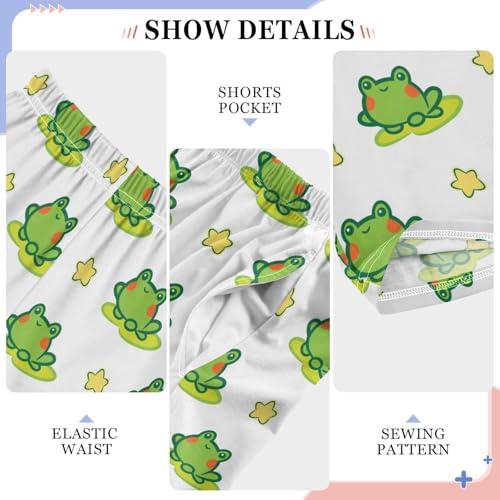 ZZXXB Frog and Star Boys Long Pants Soft Trousers Elastic Waist Kids Lounge Bottoms with Pockets S-XL4