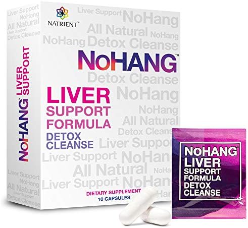 NoHang Liver Detox Supplement & Hangover Pill โ Supports Liver Health & Function โ All-Natural, Gluten Free, Non-GMO โ No Hang Premium Quality Liver Cleanse Formula (10 Capsules)