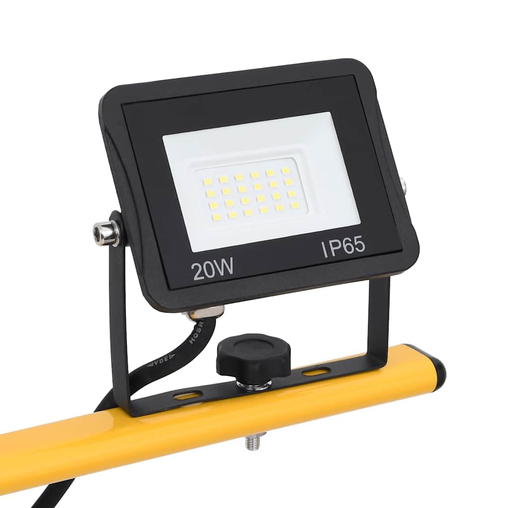 Reflektor budowlany LED ze statywem 2 x 20 W, teleskopowa lampa robocza zimna biel 6000 K, 2800 lm, ochrona IP, regulowany reflektor na plac budowy, do warsztatu i garażu, kabel 3 m