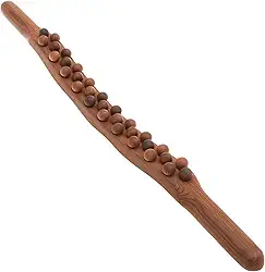 Ferramenta de massagem de madeira Gua Sha, bastão de rolo de madeira para massagem nas costas, design ergonômico curvo para esculpir o corpo, drenagem linfática, massagem muscular, pescoço, costas