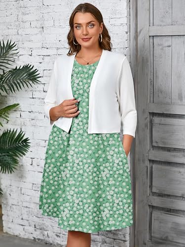 Image of AusLook Plus Size Midi Dress for Women Sleeveless Casual Summer Tank Dress with Pockets A-Line Loose Swing Dress 1-5X