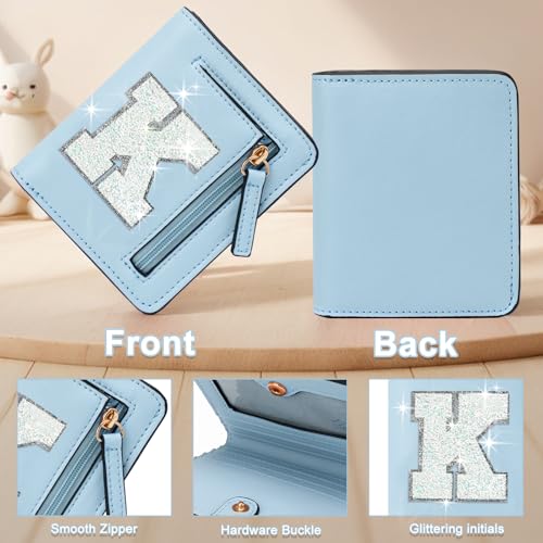 Image of Birthday Gifts for Teen Girl Kids Wallet Little Girl Wallet Gifts | Small Initial Wallet for Girl Kids Rfid Wallet Preppy Stuff Gifts for Girls 8-12 Blue K