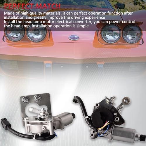 Image of Electric Headlight Motor Conversion Kit Compatible For Chevrolet Corvette C3 1968-1982 Replace 914015