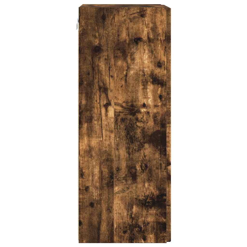 Set 2 Mobili TV da Parete RovereFumé Legno Ingegnerizzato | Consolle sospesa salvaspazio per il soggiorno con ante a ribalta e ripiani interni per organizzare i dispositivi.