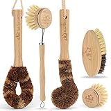 Bamboo Brush Kitchen Set, Bamboo Dish Scrubber Set, Dish Brush Set, eco Cleaning Tools for pots and Dishes, Bamboo Dish Brush, Dish Washing Brush Bamboo , Natural Dish Brush, Bamboo Bottle Brushes