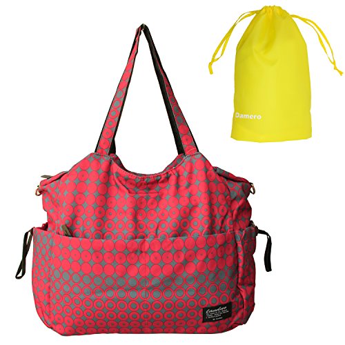 Damero Large Diaper Tote Satchel Bag with Drawstring Organizer Bag (Red)