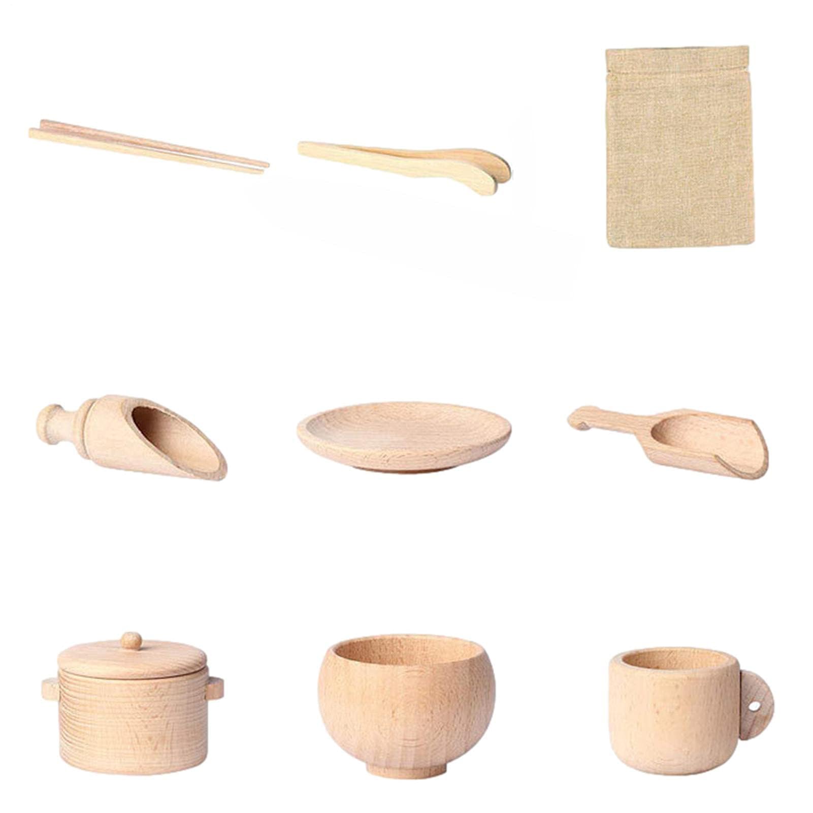 Sensory Bin Tools - Natural Timber Ware, Tactile Play | Kindergarten Development Coordination Dexterity Kit Beechwood Spoon Bowl Clamp Pincer Early Years Classroom Resource Handheld Equipment