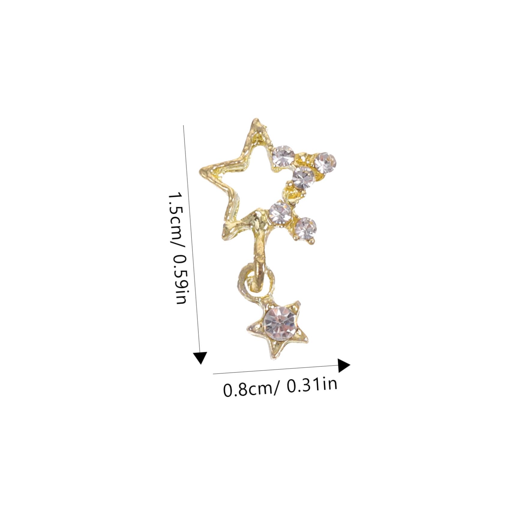 FOYTOKI Gold Star Nail Charms 30pcs Metal Charms Rhinestones for Manicure Fashionable Nail Decor
