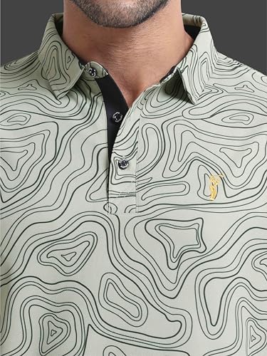 Image of STELLERS Men's Printed Polo T-Shirt | Regular Fit| Feather Touch Feel | Odour Resistant | Wrinkle Free | Stretchable | Anti-Static