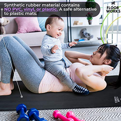 Treadmill Mat for Hardwood Floors Tile and Carpet Protection - Large Rubber PVC Free Pad is Sound Absorbing - Noise Reduction When Running in a Home Gym
