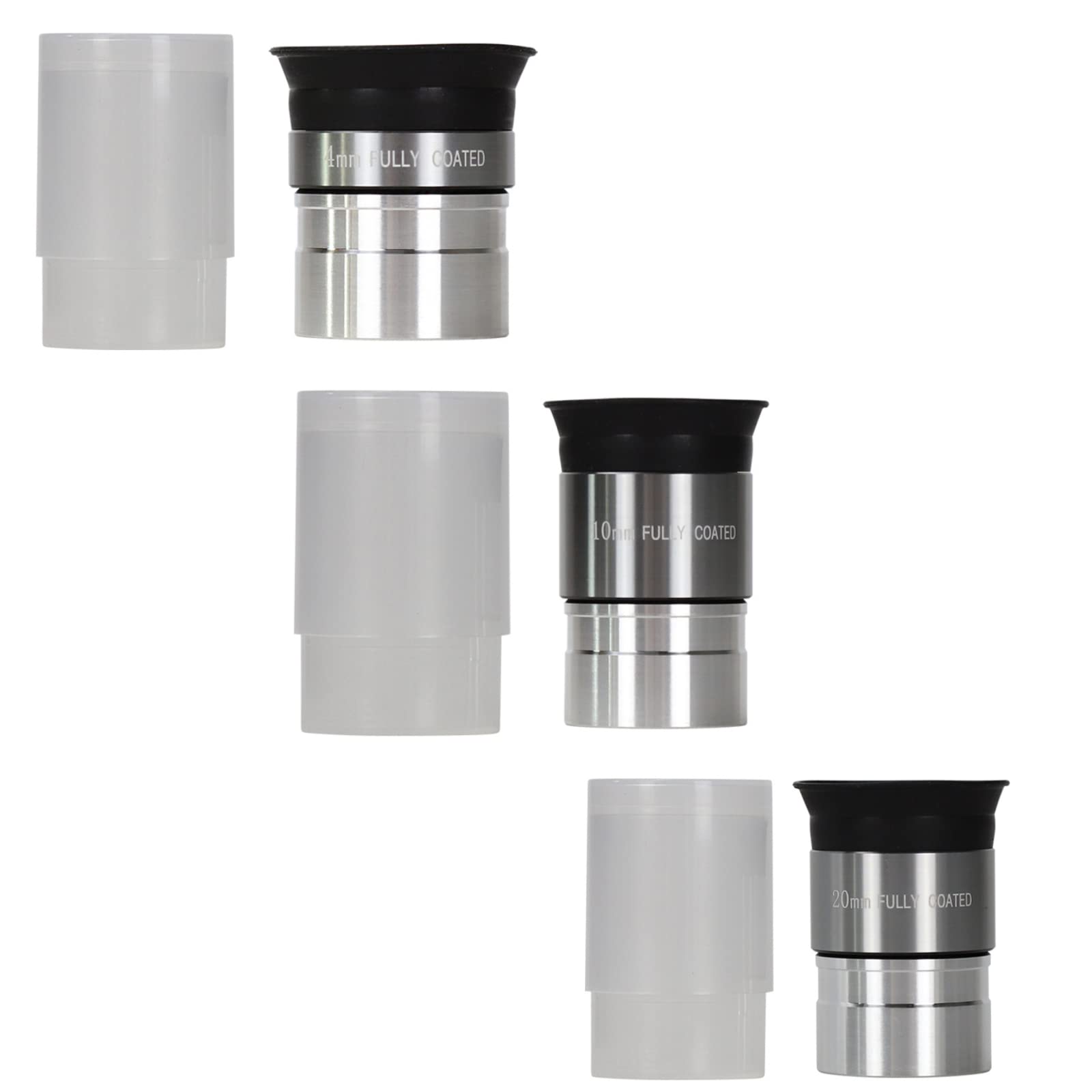 Lot de 3 Oculaires Accessoires de Télescope 3,2 cm Grand Angle de 62 Degrés 4 mm, 10 mm, 20 mm pour Télescope Astronomique (Argenté)